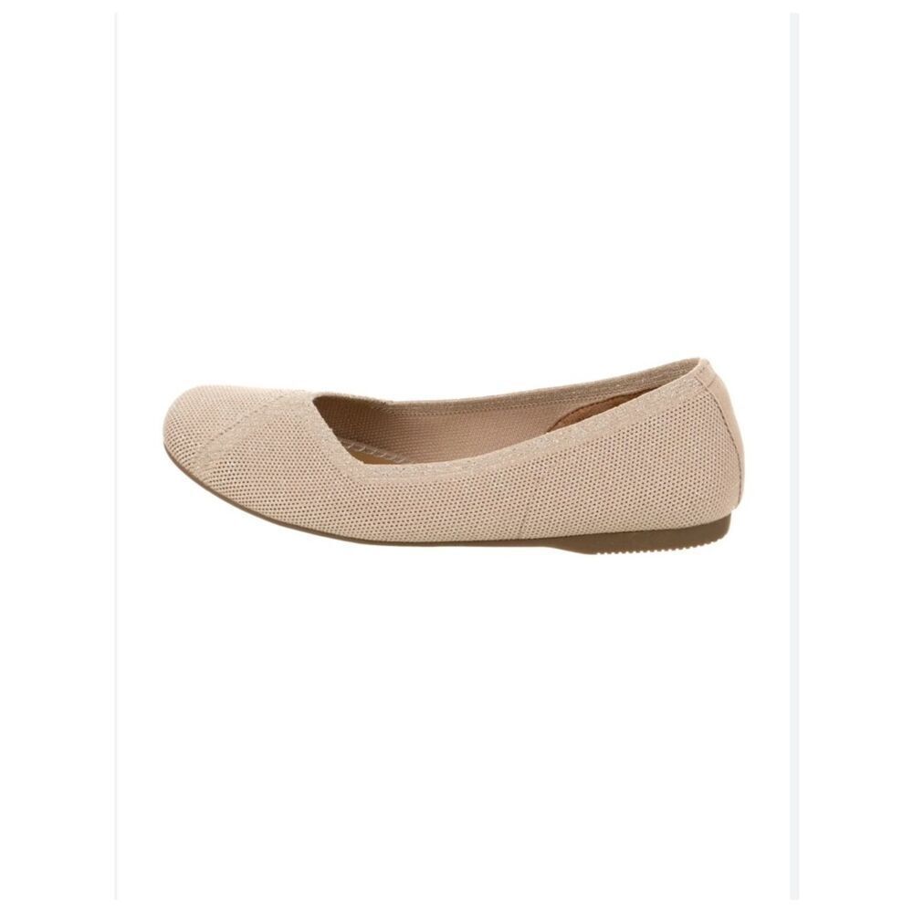 CR 6.5 Haisley Tan Gold Metallic Knit Round Toe Soft Footbed Ballet Flats